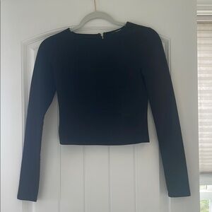 Black Long Sleeve Crop Top